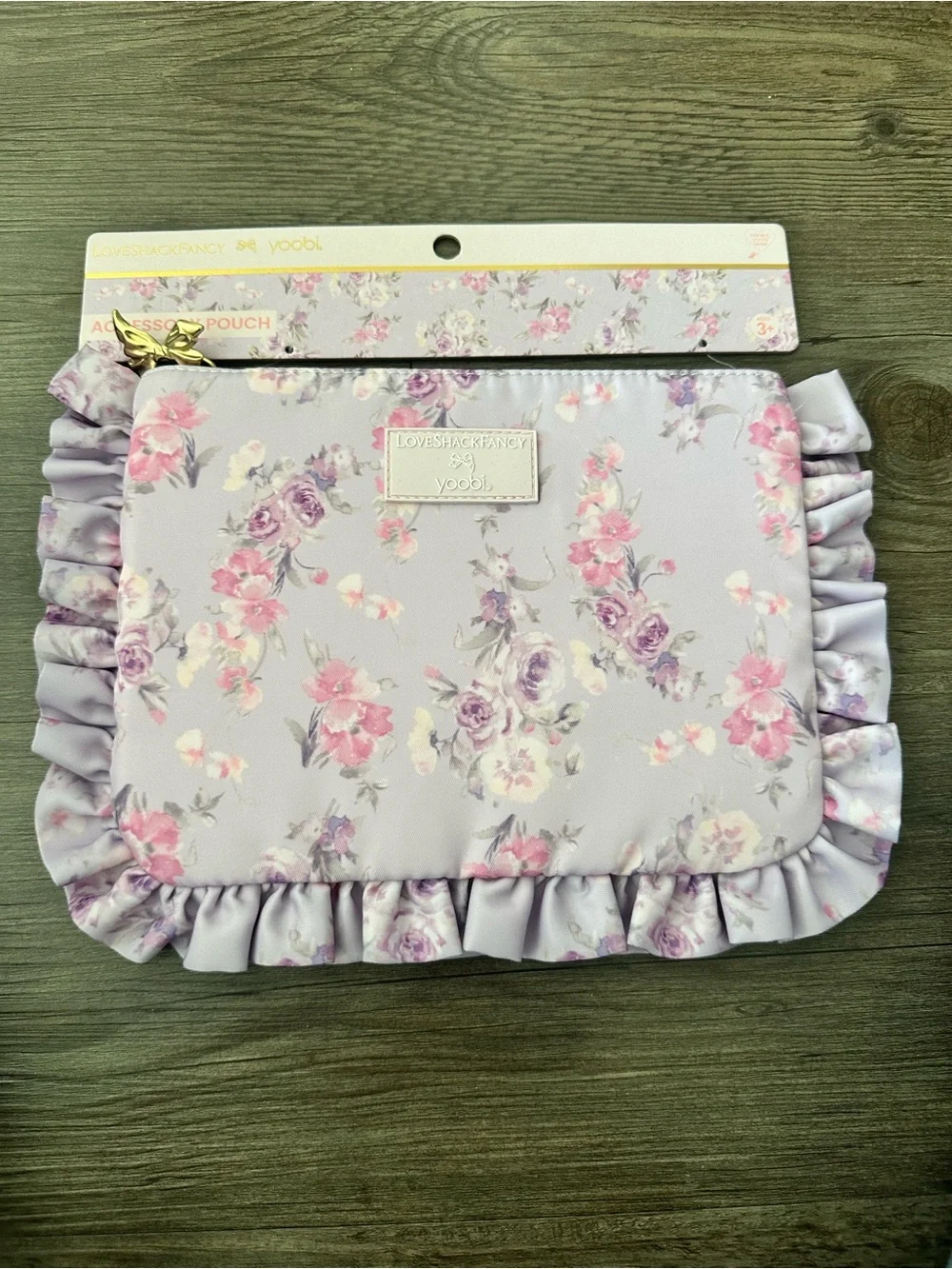 💜🩷🎯 LoveShackFancy x Target Yoobi Happy Thoughts Pencil Case w/Ruffles Hibiscus